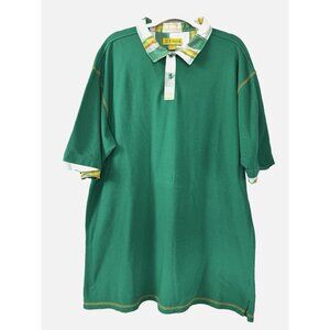 VTG Rare Mens PJ Mark Polo Shirt 2XL Irish Kelly Green Plaid Y2K Prep Streetwear